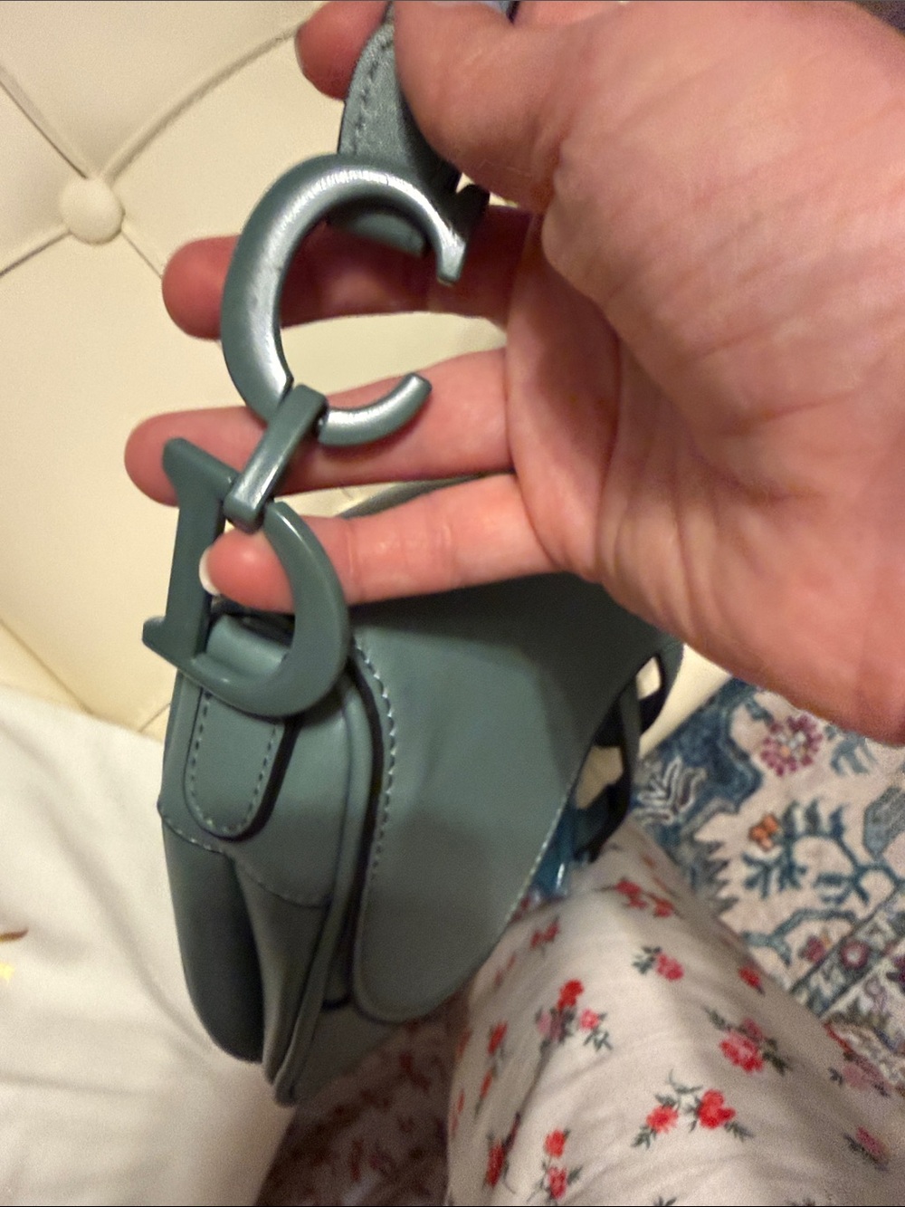 FASHION!!! Sage Green Saddle Crossbody with Signature Strap - Picture 4 of 7